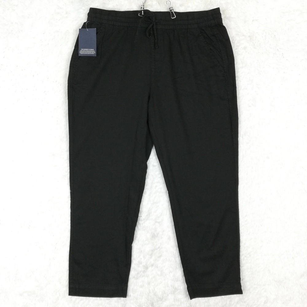 Gap‎ Womens Pants Pull On Straight Leg Crop True Black High Rise L New